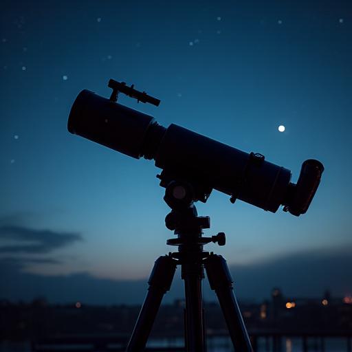 A powerful modern telescope pointed towards the night sky.